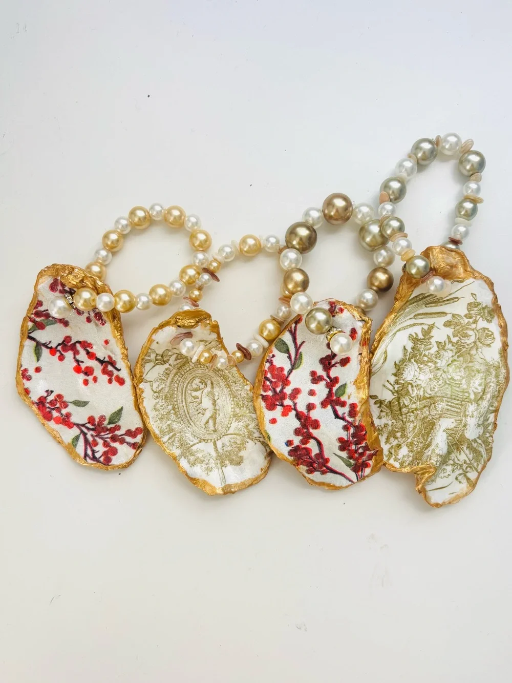 Handmade Set of 4 Oyster Napkin Rings/Bottle Decor/Ornaments